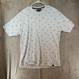 Red Rhino Mens 2X T-Shirt White Nautical Beach All Over Print Short Sleeve Logo